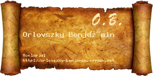 Orlovszky Benjámin névjegykártya